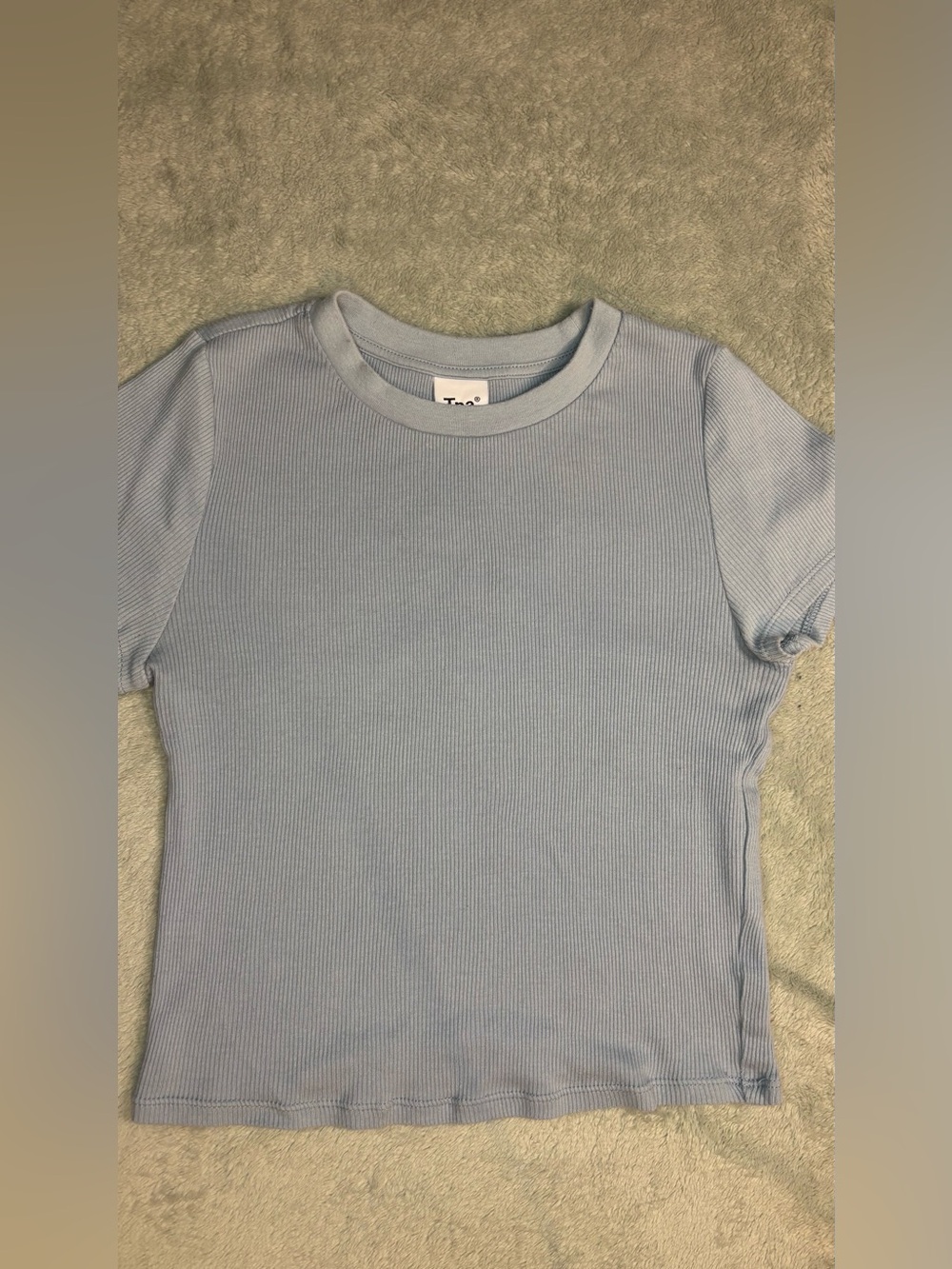 Tna Aritzia Ribbed Crew Neck Baby Tee Short Sleeve Grey Blue - Size XS